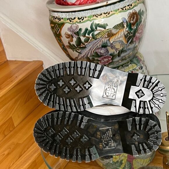 Dr. Martens 1460 Pascal Max Optical White Pisa Leather Platform Boots - Picture 5 of 10